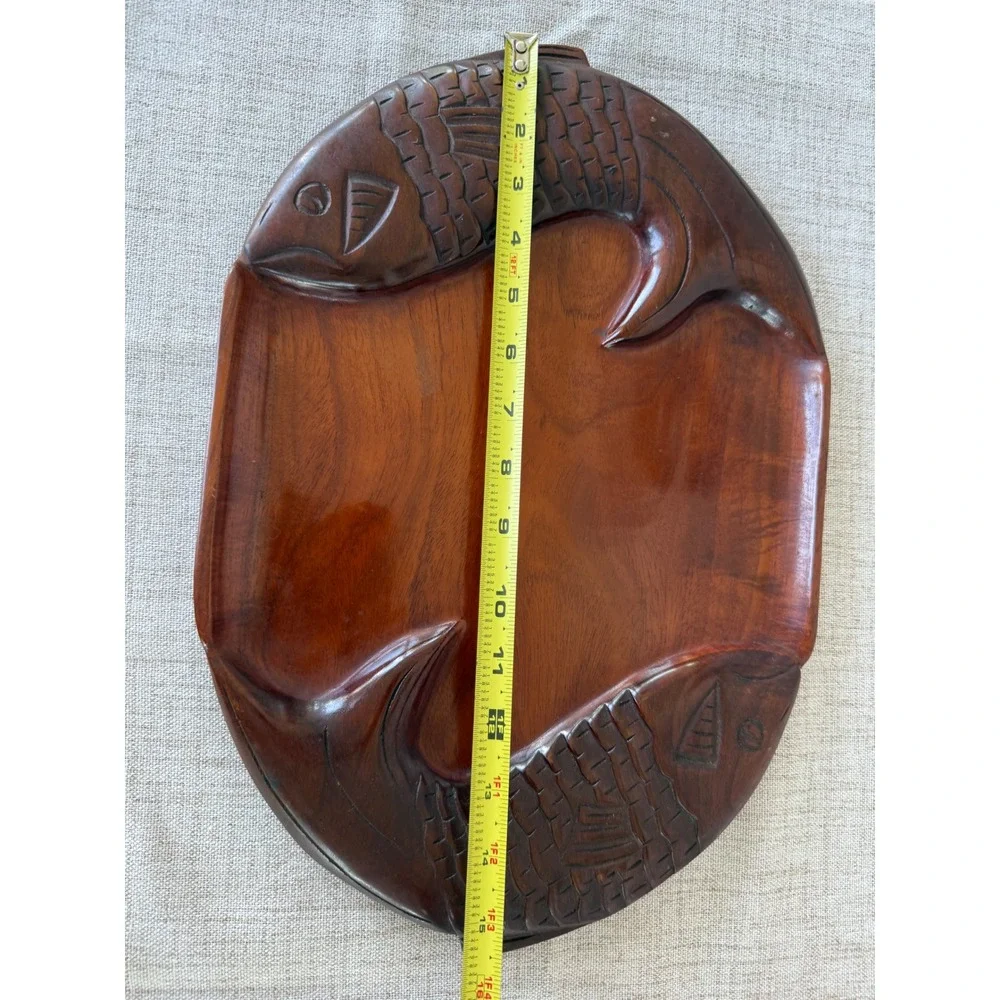 Hand carved vintage fish Sushi Serving Tray 15.5